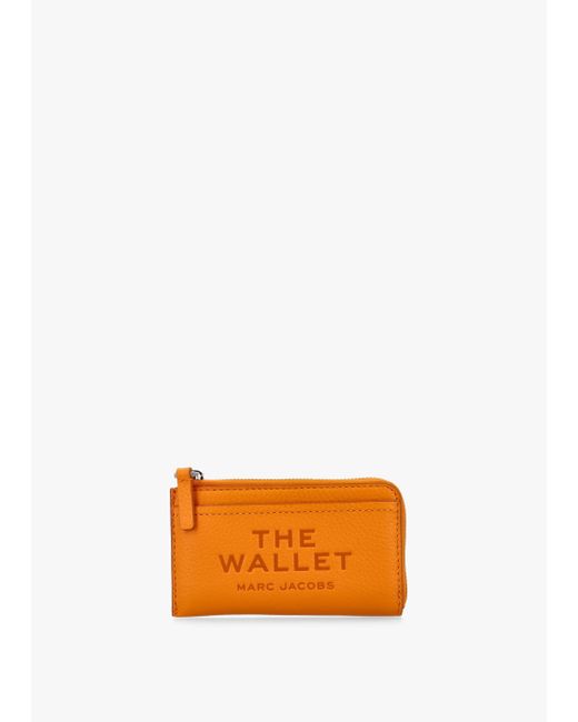 Marc Jacobs Orange The Leather Top Zip Tangerine Multi Wallet , Leather