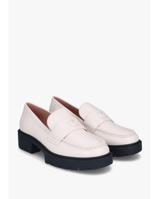 COACH White Leah Leather Loafer