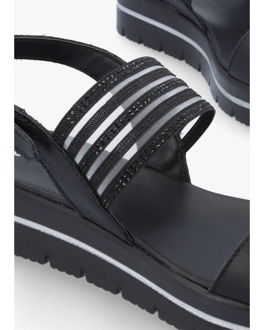 Daniel White Lozzie Two Strap Embellished Low Wedge Sandals Leather