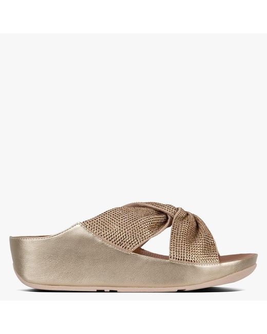 Fitflop Multicolor Twiss Crystal Platino Slide Sandals