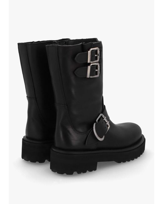 Alpe Black Atom Chunky Biker Boots