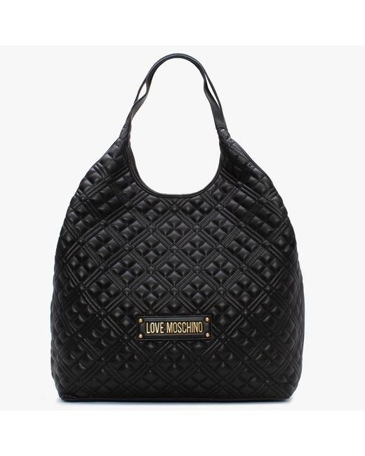 Love Moschino Large Diamond Quilt Black Shopper Bag