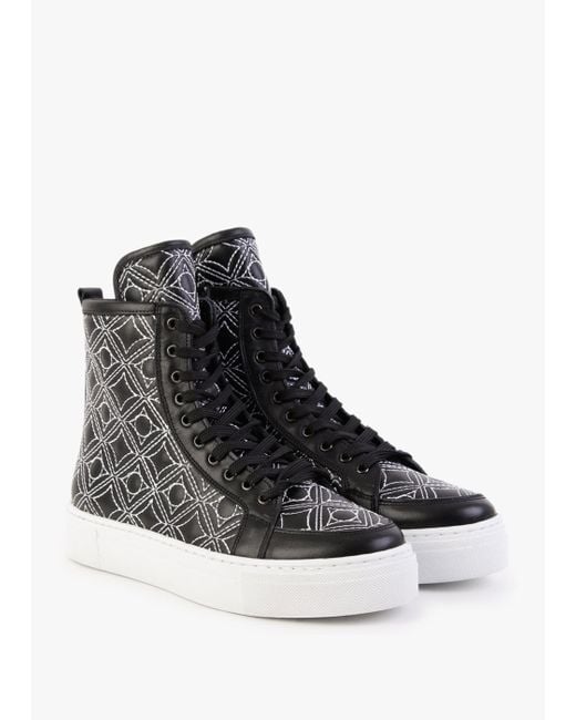 Daniel Bimpani Black Leather Quilted High Top Trainers
