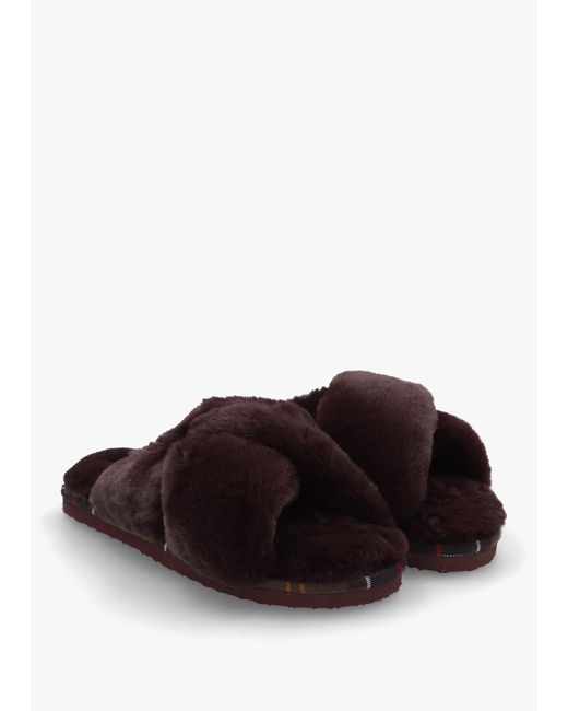 Barbour Multicolor Eliza Cross Over Faux Fur Slippers