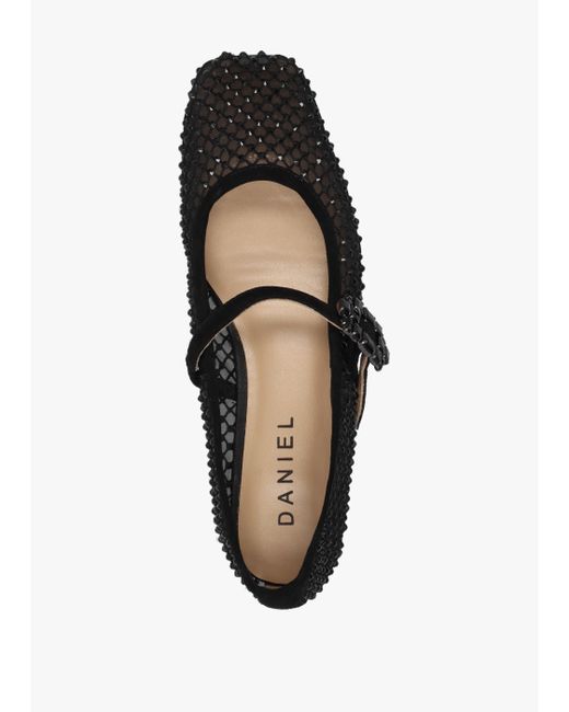 Daniel Alma Black Suede Crystal Mesh Mary Jane Pumps