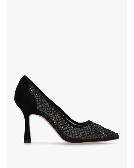 Daniel Alma Black Crystal Mesh Heeled Court Shoes