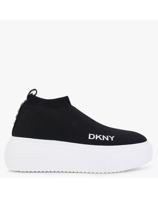 DKNY Mada Black Knitted Slip On Trainers