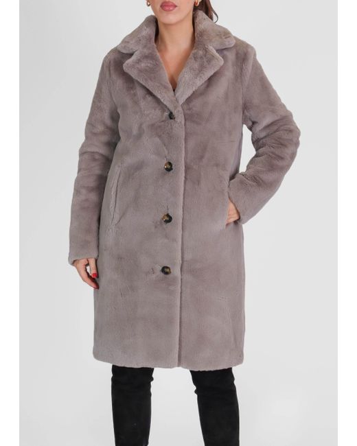 Oakwood Brown Cyber Grey Faux Fur Coat