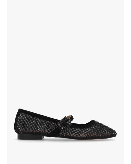 Daniel Alma Black Suede Crystal Mesh Mary Jane Pumps