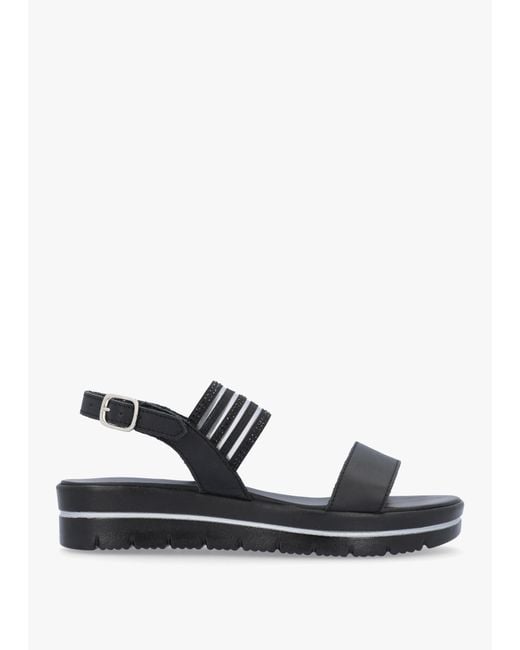 Daniel White Lozzie Two Strap Embellished Low Wedge Sandals Leather