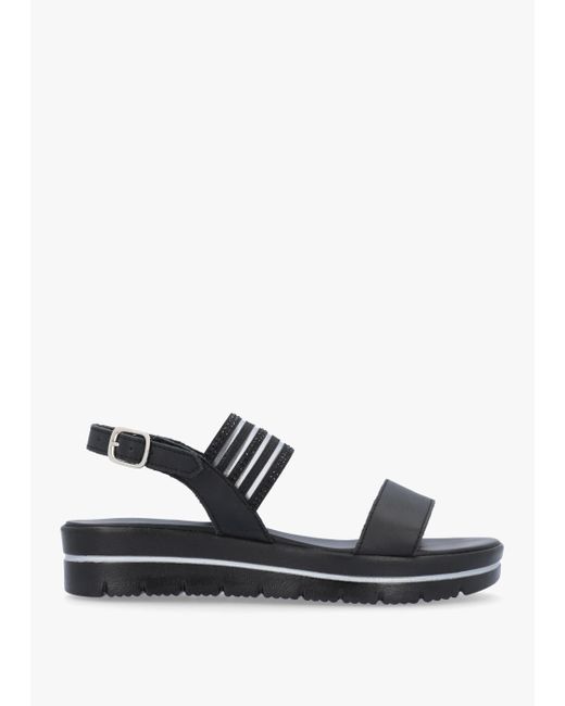 Daniel White Lozzie Two Strap Embellished Low Wedge Sandals Leather