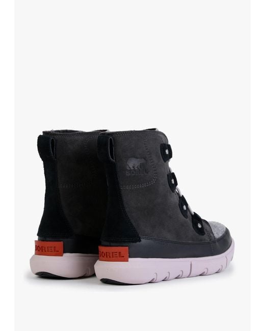 Sorel Black Explorer Ii Joan Felt Jet Vapor Suede Ankle Boots