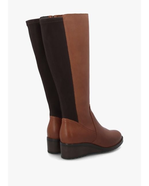 Moda In Pelle Brown Rayna Low Wedge Knee Boots