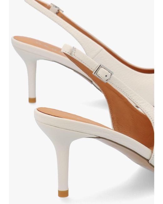 Daniel Metallic Eppie White Leather Mid Heel Sling Back Shoes