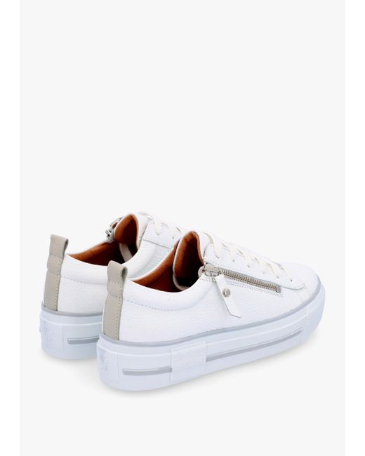 Moda In Pelle Filician White Leather Side Zip Trainers