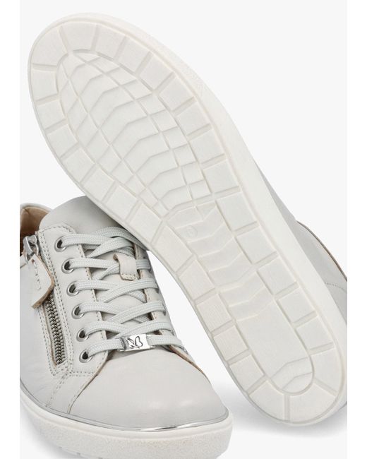 Caprice White Grey Leather Side Zip Trainers