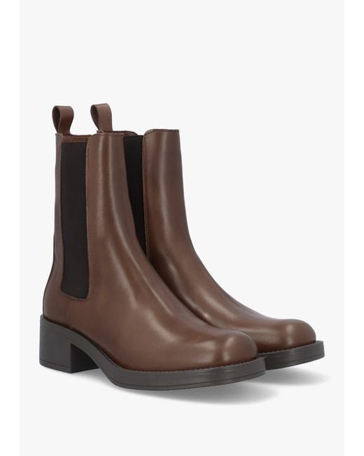 Daniel Brown Light Curved Square Toe Block Heel Chelsea Boots