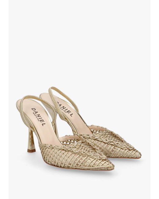 Daniel Metallic Tiffi Gold Leather Woven Sling Back Court Shoes