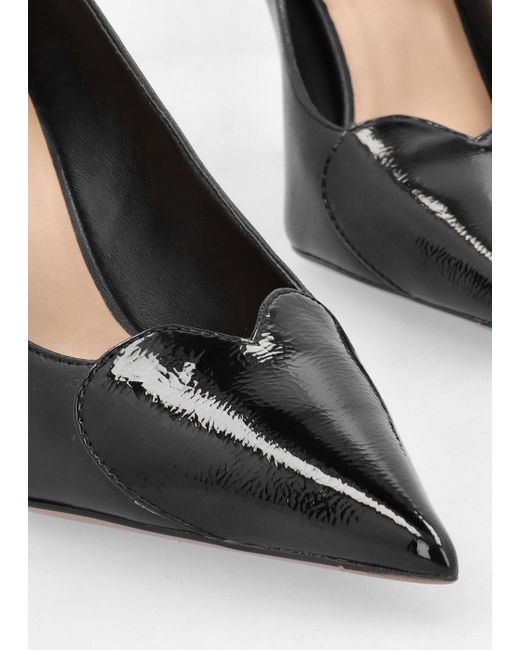 Daniel Elove Black Leather Heart Toe Cap Court Shoes