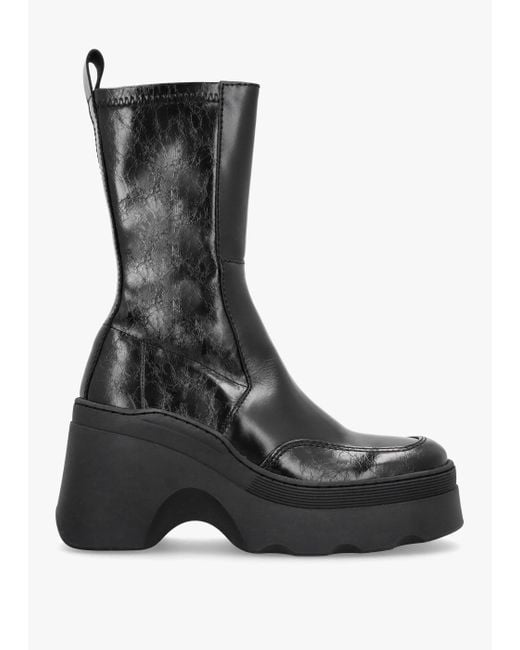 Miista Women's Deandra Black Leather Chunky Calf Boots