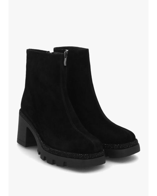Daniel Black Ajewel Embellished Block Heel Ankle Boots