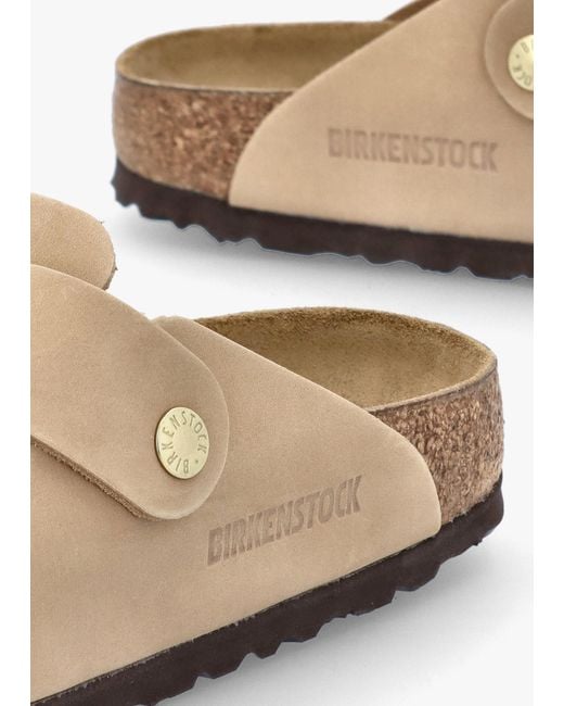 Birkenstock White Boston Big Buckle Sandcastle Nubuck Leather Clogs