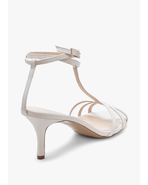 Daniel Metallic Alina White Leather Strappy Kitten Heel Sandals