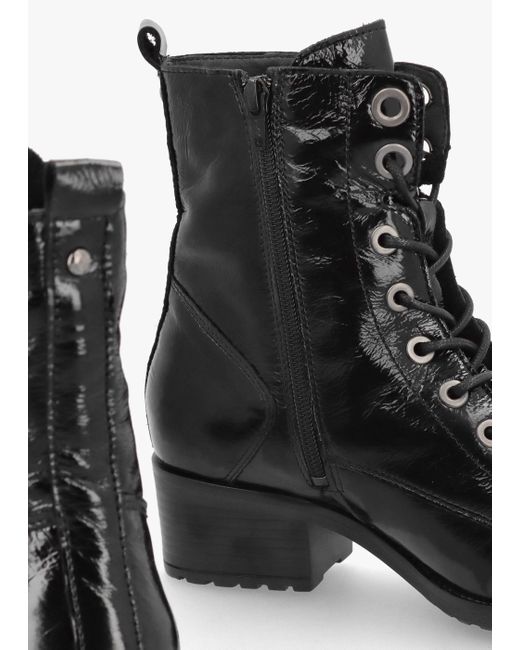 Moda In Pelle Bezzie Black Patent Leather Block Heel Ankle Boots