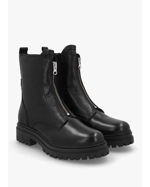 Daniel Izippe Black Leather Front Zip Ankle Boots