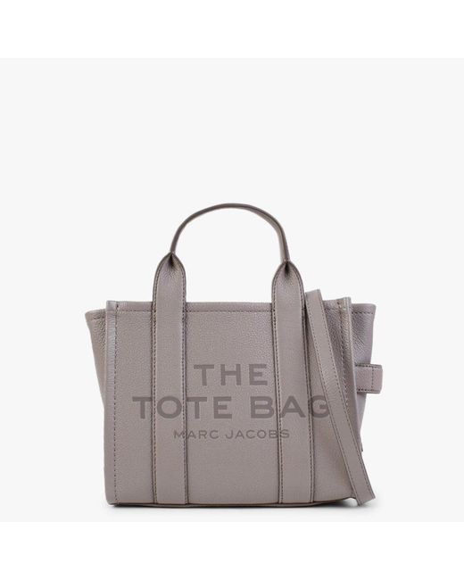 Marc Jacobs The Leather Mini Cement Tote Bag in Gray | Lyst