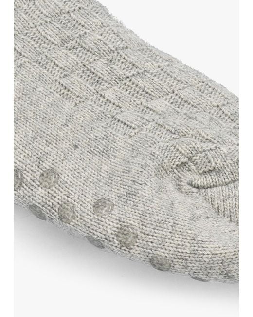 Barbour Gray Cable Knit Light Marl Wool Mix Lounge Socks