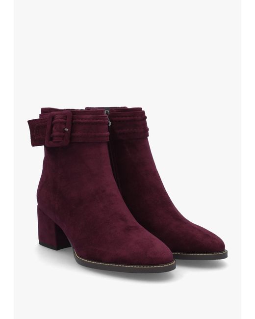 Moda In Pelle Purple Pacina Burgundy Buckle Strap Block Heel Ankle Boots