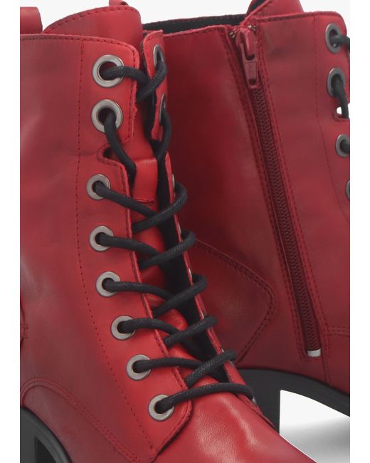 Moda In Pelle Bezzie Red Leather Block Heel Ankle Boots