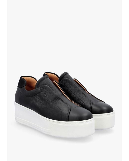 Daniel Black Tred Tumbled Leather Laceless Flatform Trainers