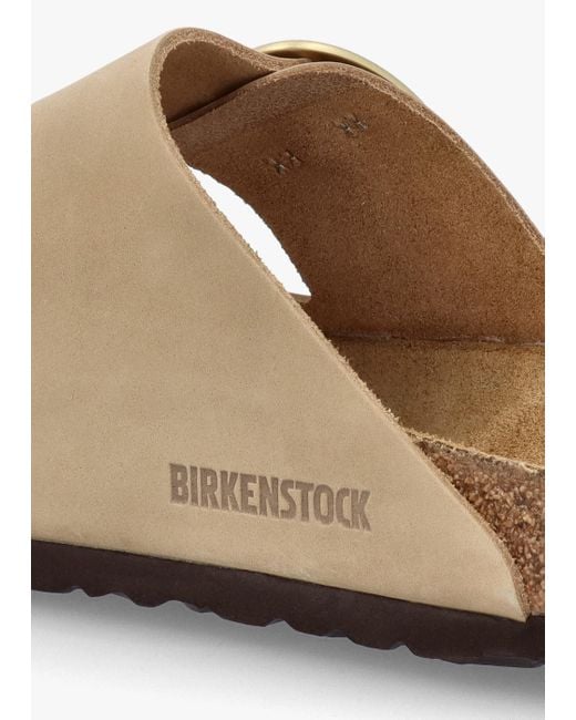 Birkenstock White Arizona Big Buckle Sandcastle Nubuck Leather Two Bar Mules