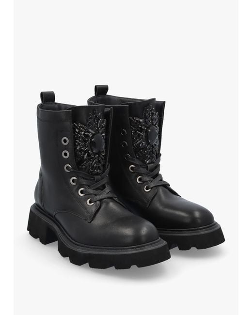 Daniel Amari Black Leather Embellished Ankle Boots