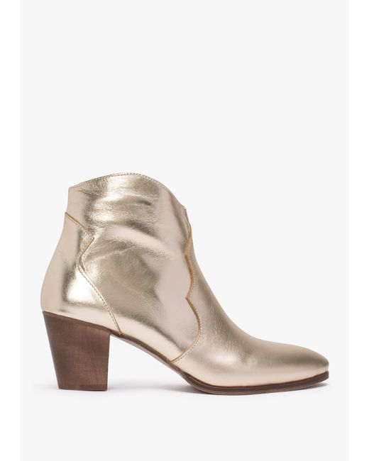 Daniel Natural Barara Gold Leather Western Ankle Boots