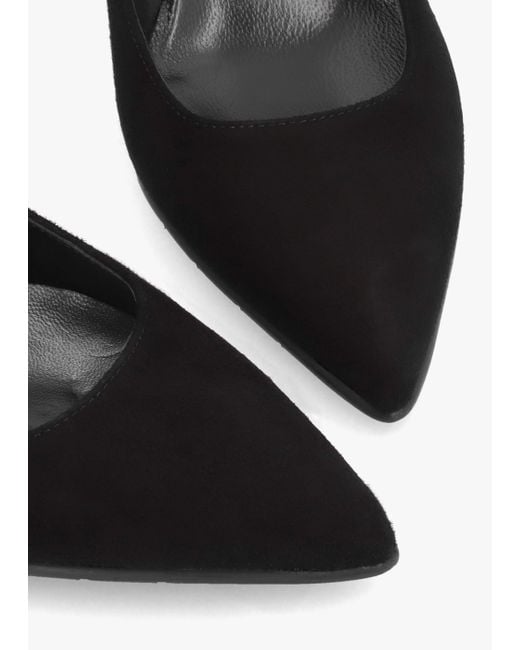 Luca Grossi Black Suede Pointed Toe Block Heel Court Shoes