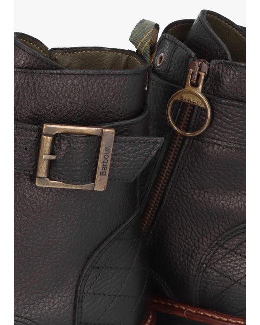 Barbour Black Heidi Pebbled Leather Camando Ankle Boots