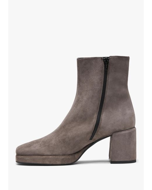 Daniel Gray Salima Grey Suede Block Heel Ankle Boots