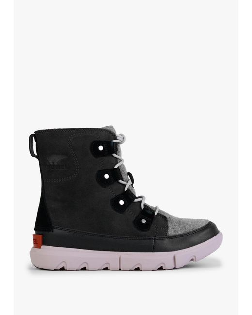 Sorel Black Explorer Ii Joan Felt Jet Vapor Suede Ankle Boots