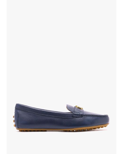 Ralph Lauren Blue Barnsbury Navy Leather Loafers