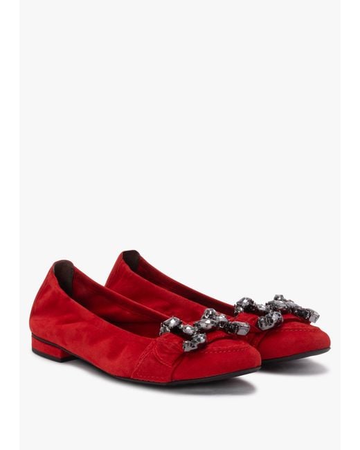 Kennel & Schmenger Red Malu Jewel Embellished Rosso Smoke Suede Pumps