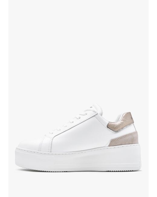 Daniel Sibley White Leather Gold Flash Flatform Trainers