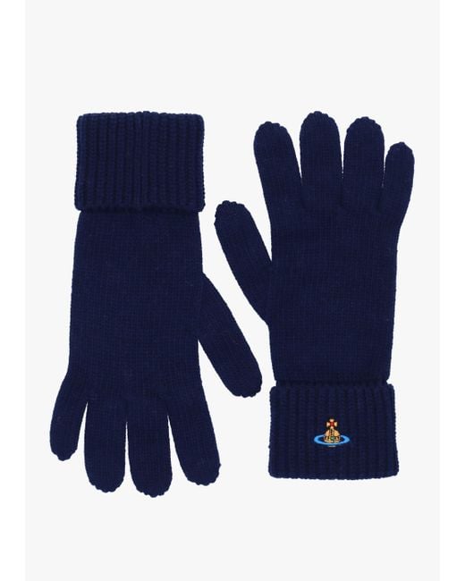 Vivienne Westwood Blue Sporty Wool Gloves