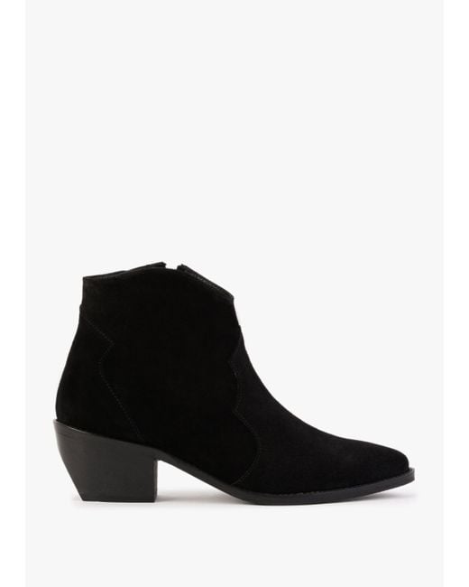 Daniel Becks Black Suede Western Ankle Boots