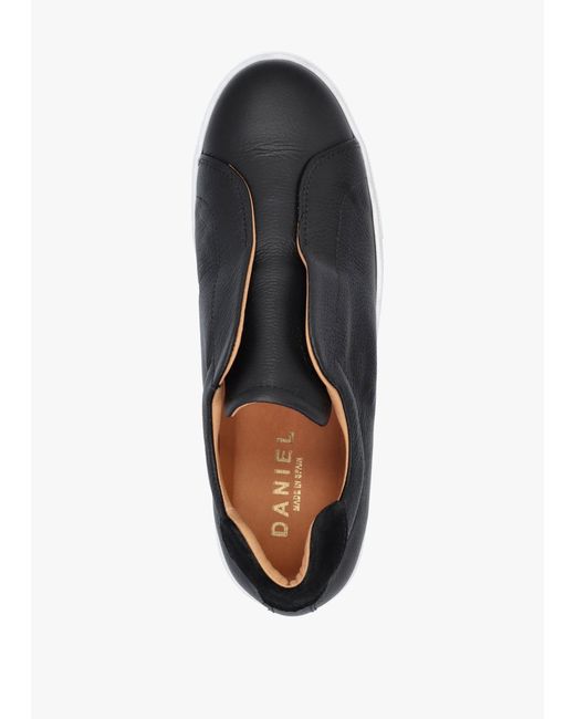 Daniel Black Tred Tumbled Leather Laceless Flatform Trainers