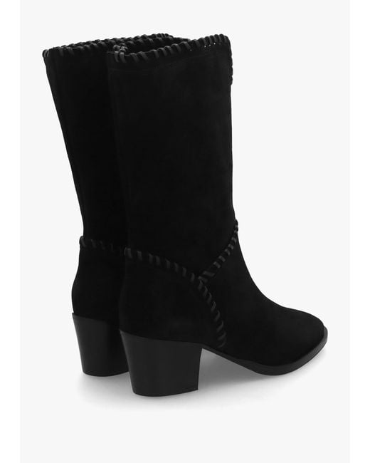 Daniel Black Nyla Whipstitched Stacked Heel Calf Boots