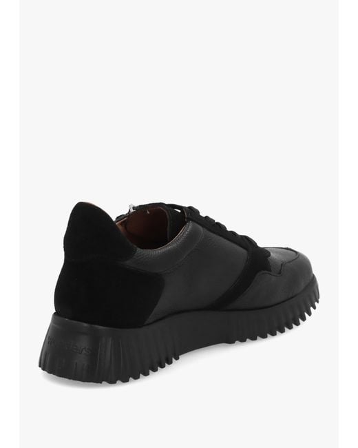Wonders Black A-4424 Chunky Low Wedge Trainers