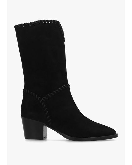Daniel Black Nyla Whipstitched Stacked Heel Calf Boots